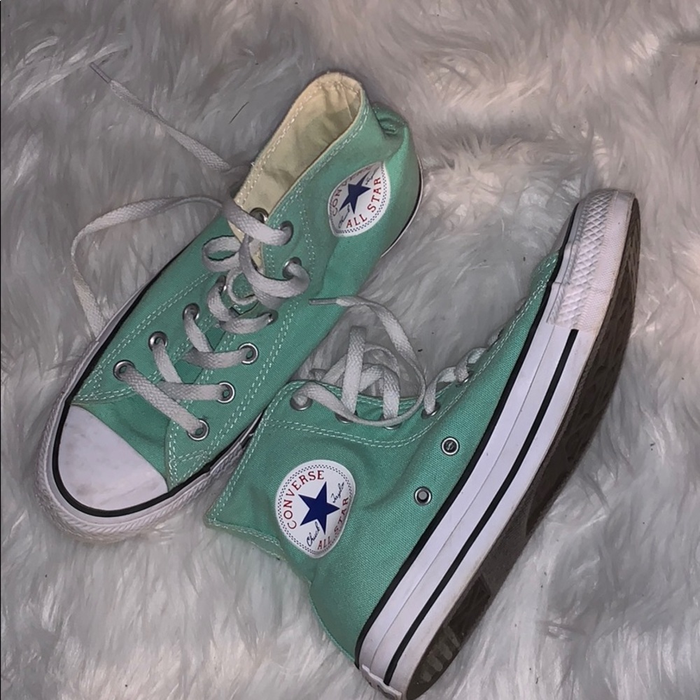 Unisex aqua-teal high top converse